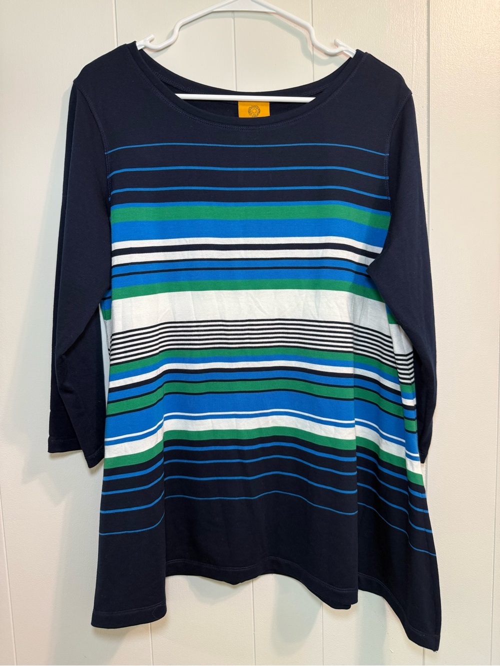 Ruby Rd. Womans Medium Striped Boatneck Tunic Classic, Coastal